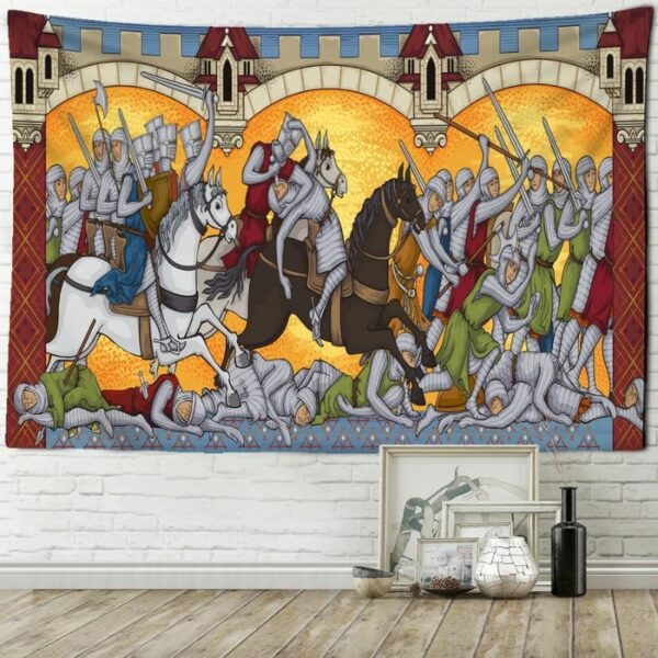 Tapisserie médiévale chevaliers du crépuscule