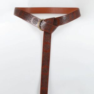 Ceinture médiévale en cuir marron ornée de motifs celtiques