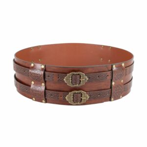 Ceinture médiévale large en cuir marron avec boucles ornées