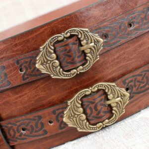 Ceinture médiévale large en cuir marron avec boucles ornées – Image 2