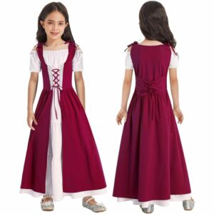 Robe médiévale pour enfant en velours rouge