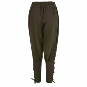 Pantalon médiéval vert olive à lacets