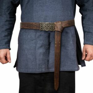 Ceinture médiévale en cuir marron avec boucle celtique – Image 2