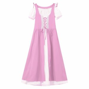 Robe médiévale pour enfant en velours rose