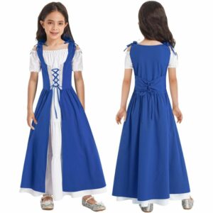 Robe médiévale pour enfant en velours bleu