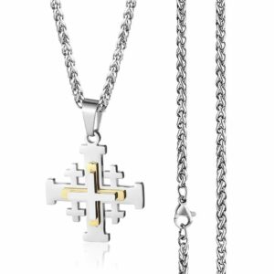 Pendentif croix double argenté