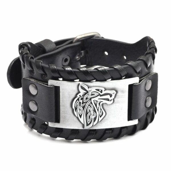 Bracelet médiéval loup celtique en cuir