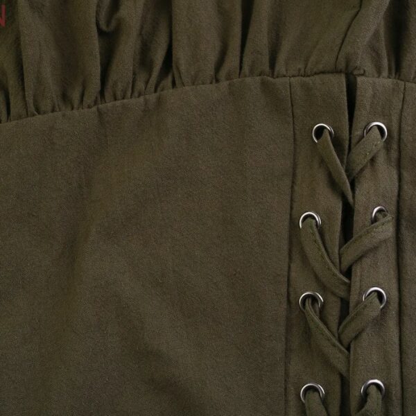 Pantalon médiéval vert olive à lacets