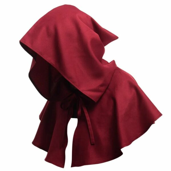 Capuchon médiéval en coton rouge
