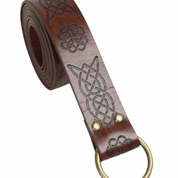 Ceinture médiévale en cuir marron avec motifs celtiques