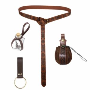 Kit d'accessoires médiévaux en cuir - Marron