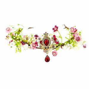 Couronne médiévale dorée avec fleurs rouge