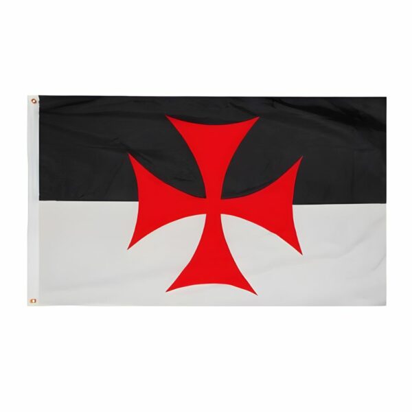 Drapeau templier noir et blanc avec croix rouge