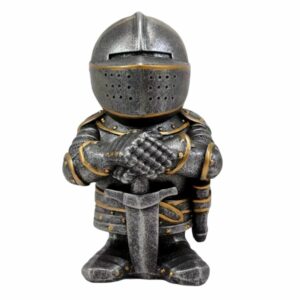 Figurine chevalier médiéval avec épée et pose héroïque