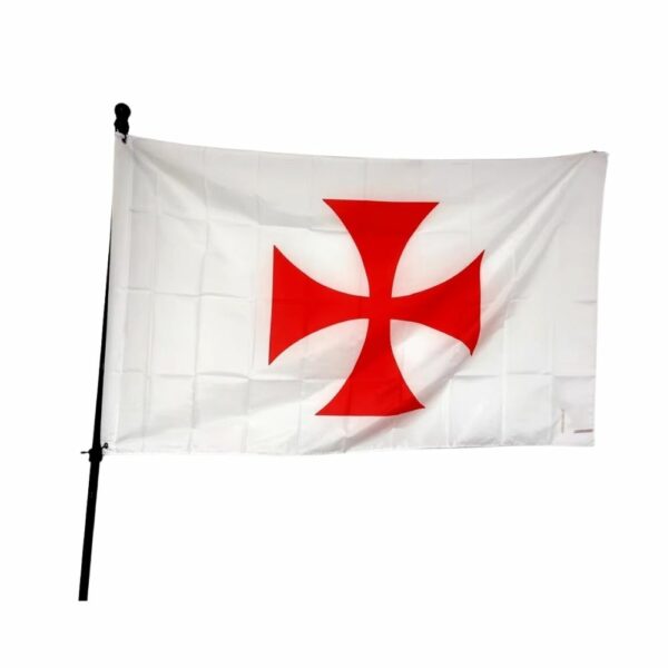 Drapeau templier blanc avec croix rouge