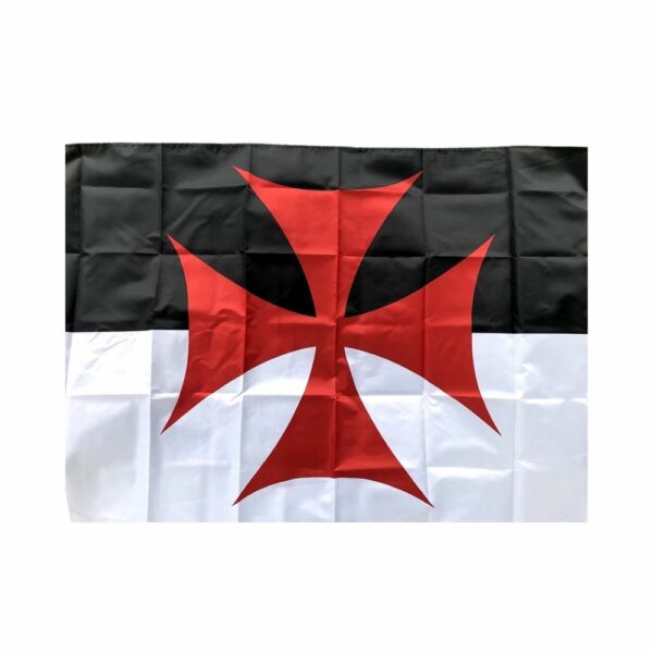 Drapeau templier noir et blanc avec croix rouge