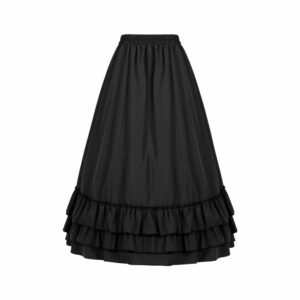 Jupe médiévale longue à volants – noire – Image 1