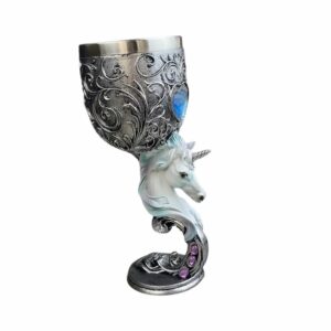 Verre fantasy à pied licorne et gemmes