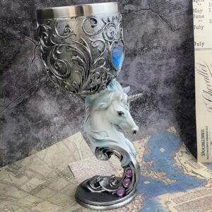 Verre fantasy à pied licorne et gemmes – Image 2