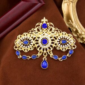 Broche médiévale à chaînes avec pierres bleues