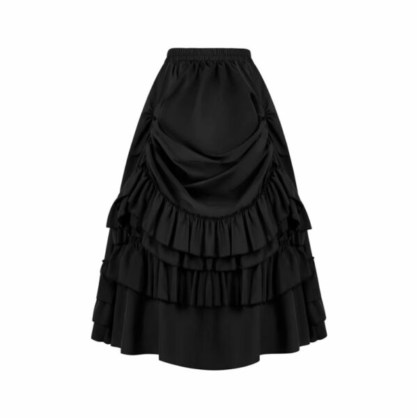 Jupe médiévale longue à volants – noire – Image 2