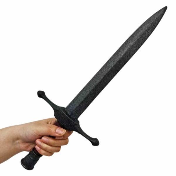 Dague médiévale noire d’entraînement – 41 cm (en caoutchouc PU)
