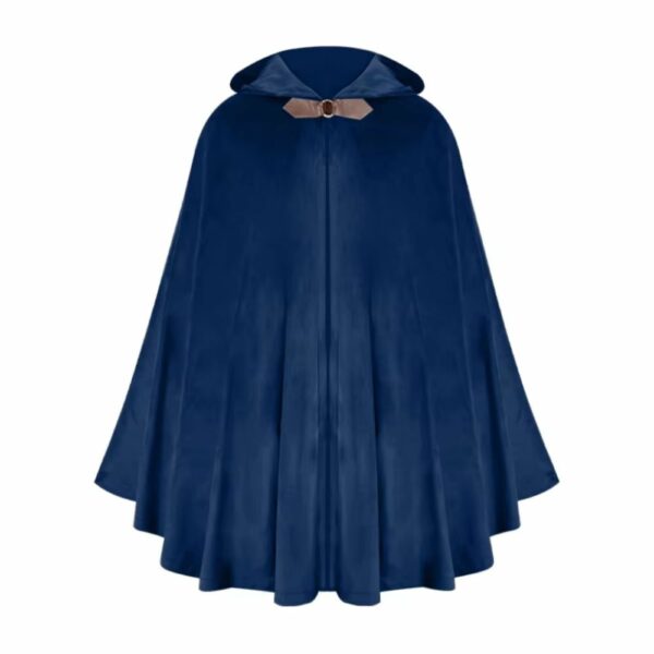 Cape médiévale à capuche bleue