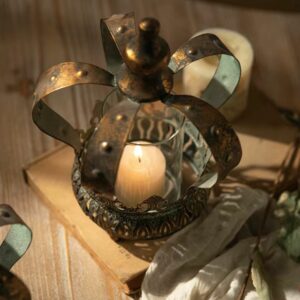 Photophore/bougeoir médiéval en forme de couronne – Image 3