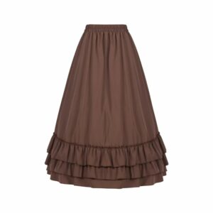 Jupe médiévale longue à volants – marron – Image 1
