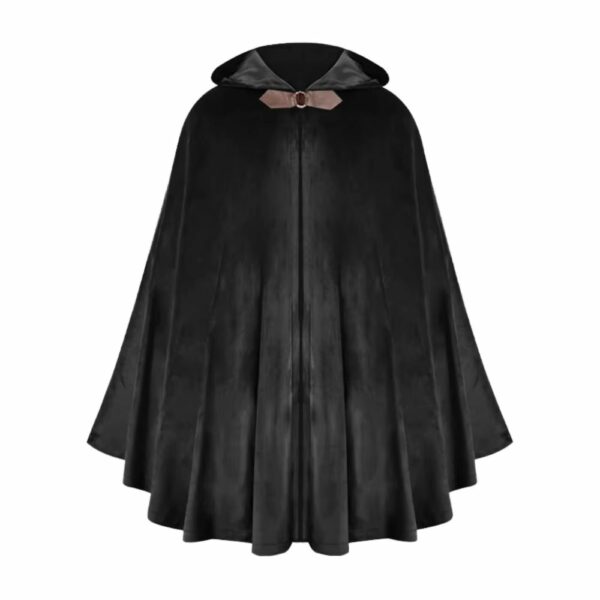 Cape médiévale à capuche noire