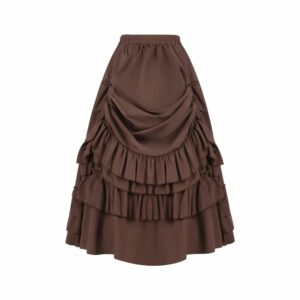 Jupe médiévale longue à volants – marron – Image 2