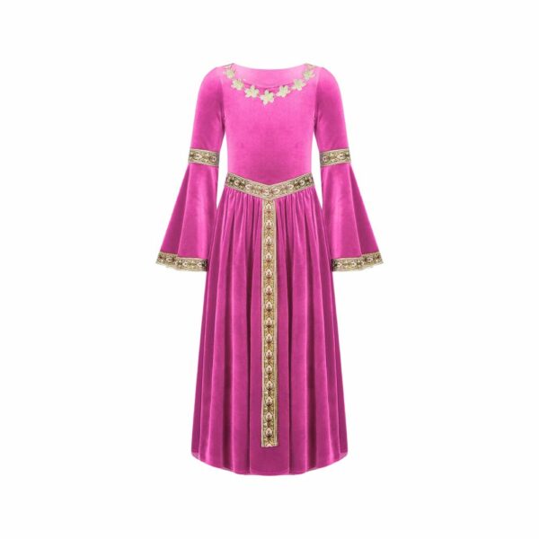 Robe médiévale pour fille rose fuchsia – Image 2