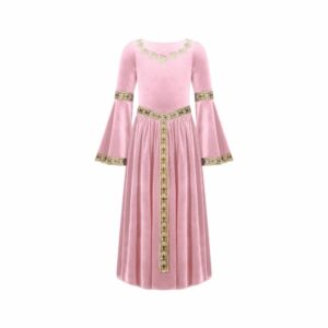 Robe médiévale pour fille rose pâle – Image 2