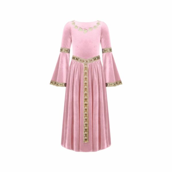 Robe médiévale pour fille rose pâle – Image 2
