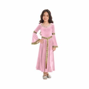 Robe médiévale pour fille rose pâle – Image 1