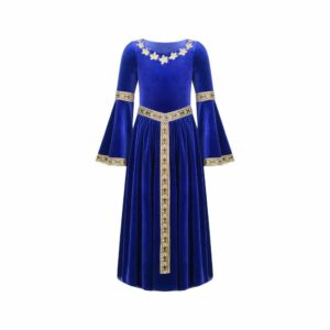 Robe médiévale pour fille bleu royal – Image 2