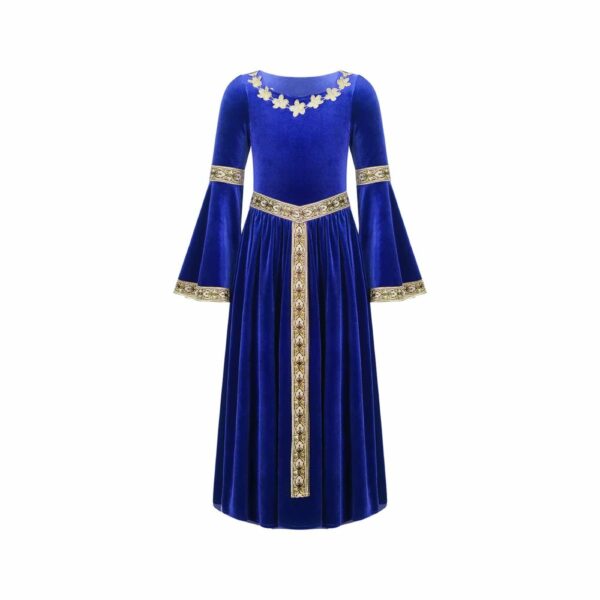 Robe médiévale pour fille bleu royal – Image 2