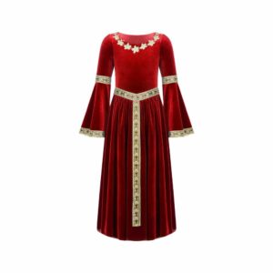 Robe médiévale pour fille rouge bordeaux – Image 2