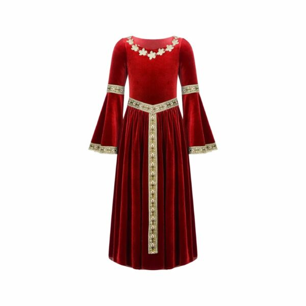 Robe médiévale pour fille rouge bordeaux – Image 2
