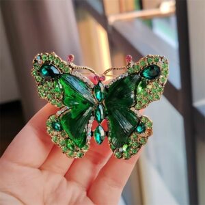 Broche médiévale papillon verte émeraude
