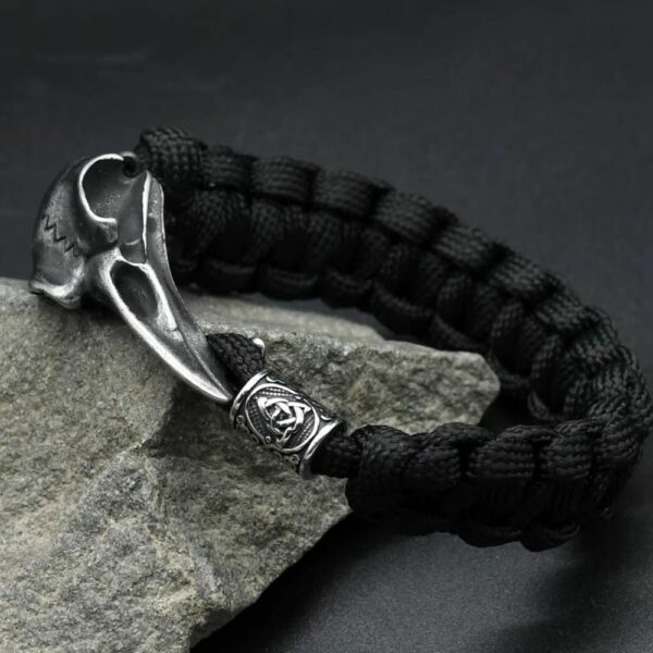 Bracelet viking paracorde tête de corbeau