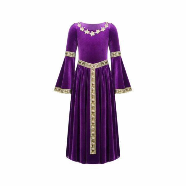 Robe médiévale pour fille violet impérial – Image 2