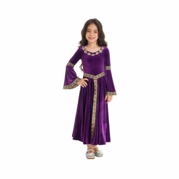 Robe médiévale pour fille violet impérial