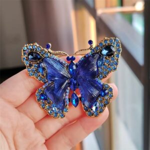 Broche médiévale papillon bleue saphir