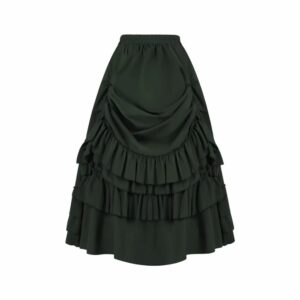 Jupe médiévale longue à volants – verte – Image 2
