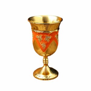Calice doré avec décor orange raisin
