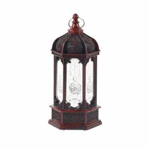 Lanterne décorative médiévale rouge à motifs orientaux