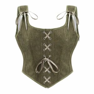 Corset médiéval élégant vert sauge – Image 1