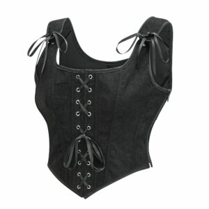 Corset médiéval élégant noir – Image 2