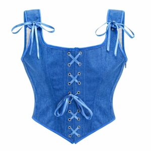 Corset médiéval élégant bleu – Image 1